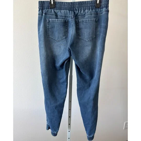 Y2k Jeans Medium Jogger High Waisted Med Wash Distressed Athleisure Streetwear - Picture 3 of 16